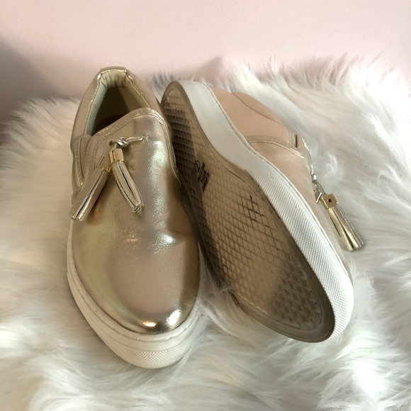 Gold~White Tassle Sneaker Loafers - Picture 3 of 4